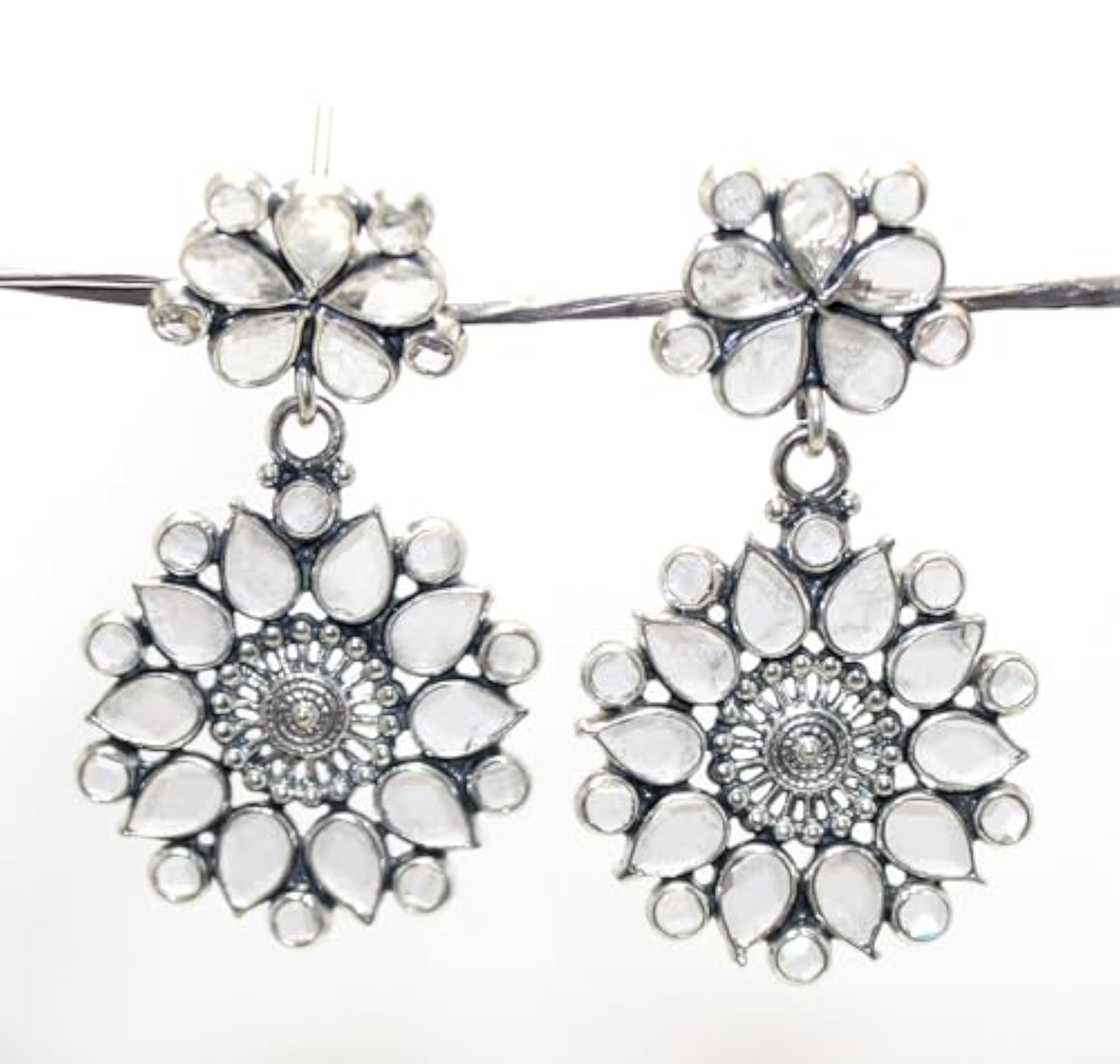 Dangle Earrings 925 Sterling Silver Cubic Zirconia CZ